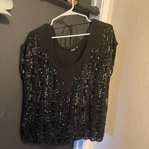 Sequined Petite top-Black